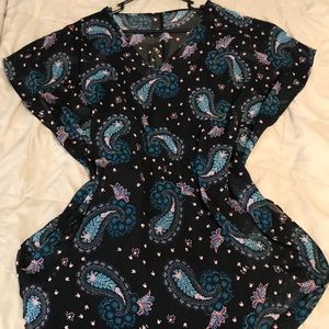 Short, black, flowy paisley dress from Express.